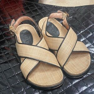 J. Crew Beige Sandals with Black Accents